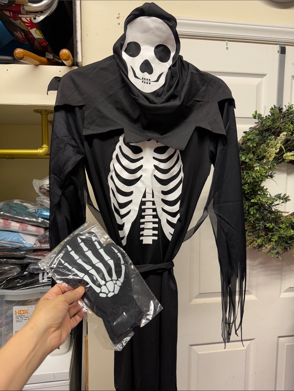 Women's extra small four piece skeleton set Halloween